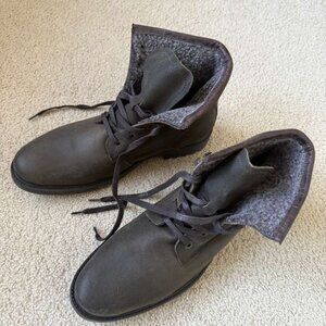 Real leather insulated stylish men shoes, dark brown, size 12